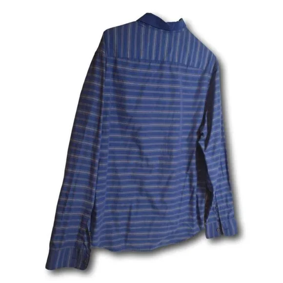 Original Penguin Mens Blue Striped Button Up Cotton Chambray Shirt Size: XL - Picture 3 of 3